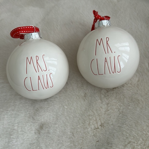 Rae Dunn “MR. AND MRS. CLAUS” Christmas Ornaments - Picture 2 of 9